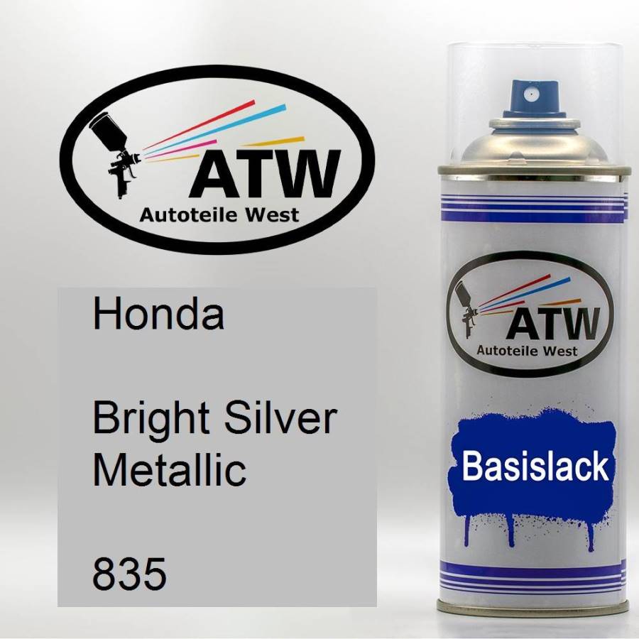 Honda, Bright Silver Metallic, 835: 400ml Sprühdose, von ATW Autoteile West.
